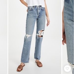 AGODE Lana High Rise straight leg jeans in backdrop